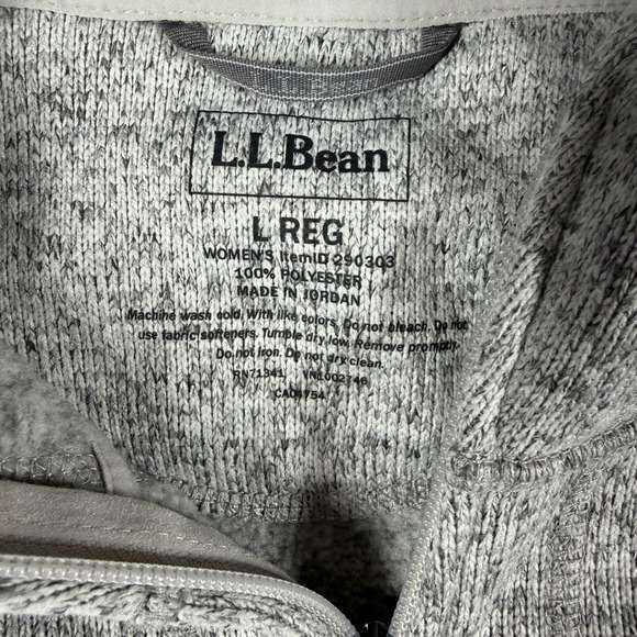 L.L. Bean Full Zip Hoodie Sweater Fleece Coat Jacket Womens Large L Gray - Picture 4 of 9